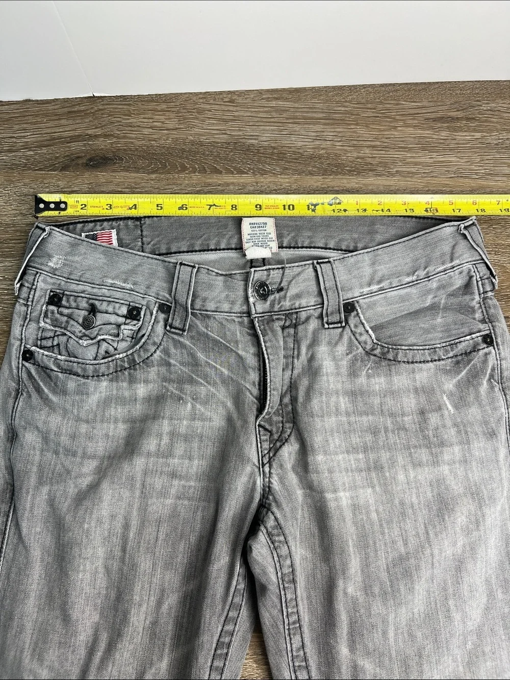 True Religion Ricky Straight Leg Jeans Men’s 34 Gray Wash Made in USA Y2K Denim